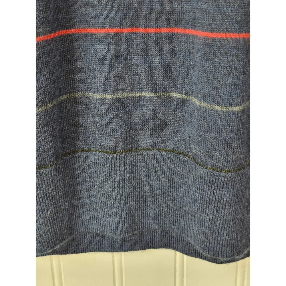 Banana Republic Mens Blue Striped 100% Merino Wool Crewneck Sweater Large
